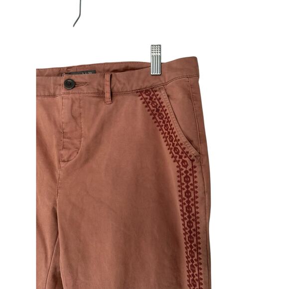 Garnet Hill Salt Washed Chino Pants‎ Pink Embroidered Straight Leg Size 8 - Picture 5 of 13